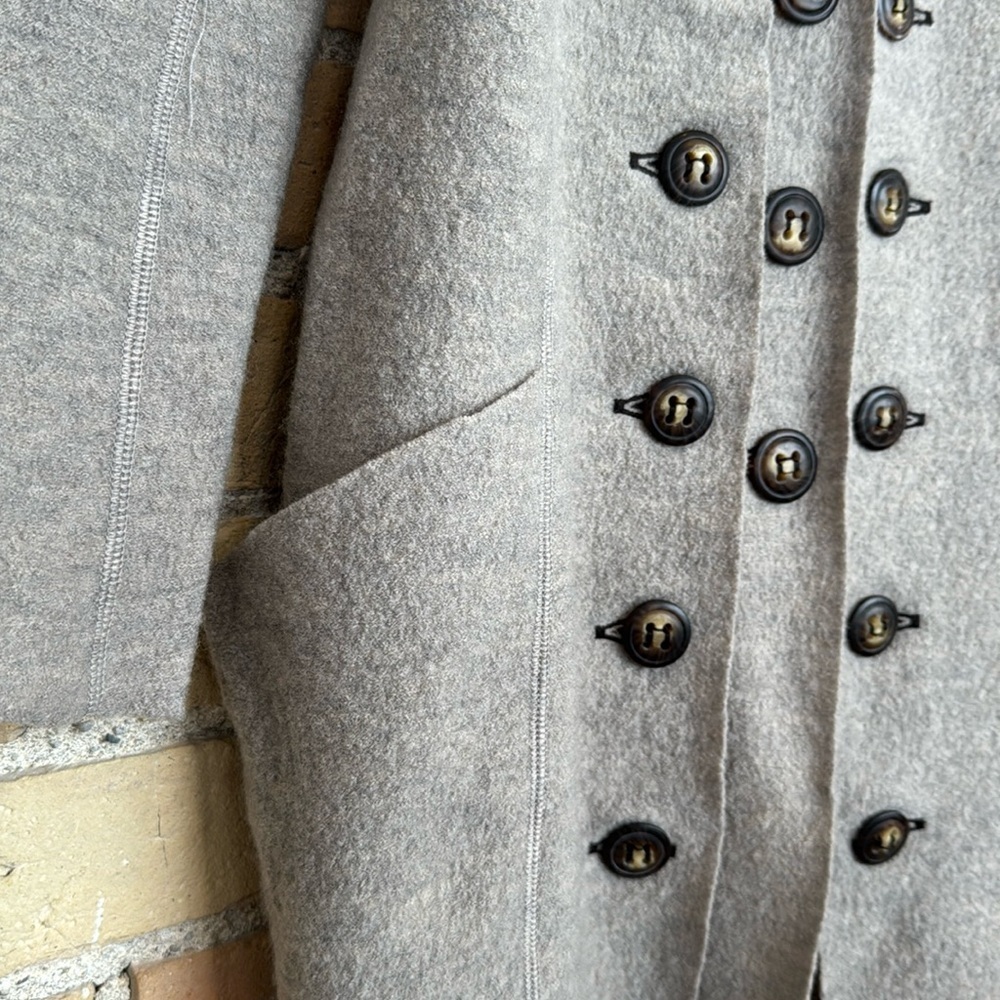 Anthropologie Cacsh by Gro Abrahamsson Beige Long Boiled Wool Sweater Coat - Picture 3 of 5